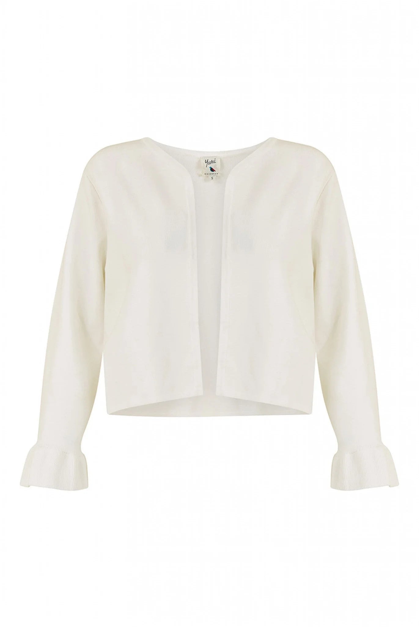 Yumi Ivory Cropped Cardigan With Bell Sleeves